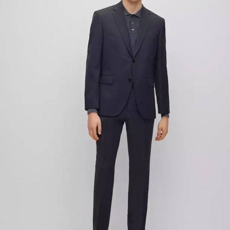 Tailored Wool Suit Jacket Navy