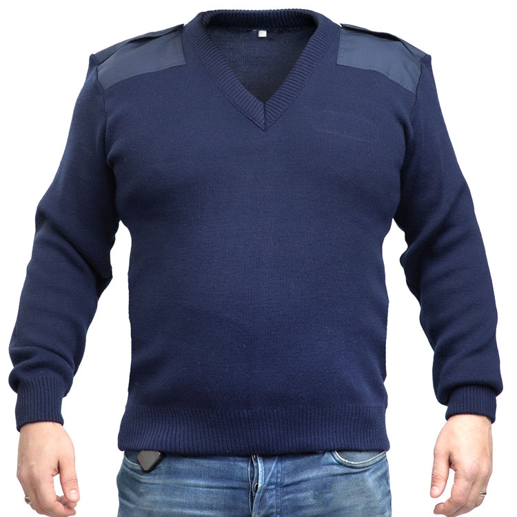 V-neck Pullover, Navy blue Uniform Sweater