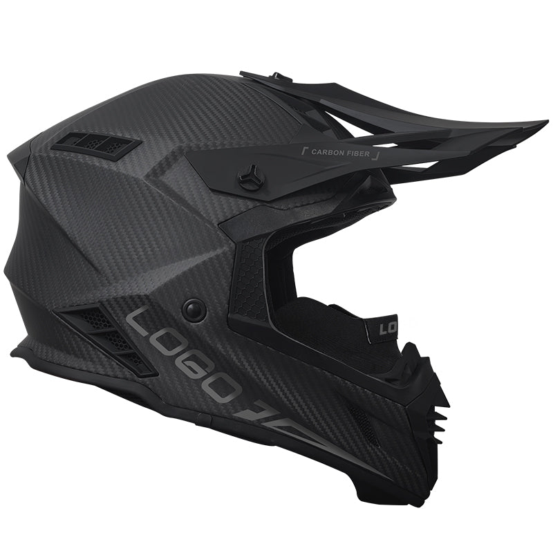 RH855 Ece 22.06 Carbon Fiber Breathable Magnetic Buckle D Ring Matte Black Snowmobile helmet