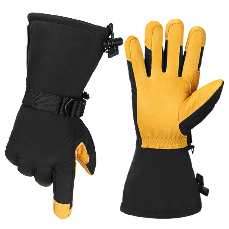 1017 Cowhide leather gloves, warm for winter skiing,suitable for Snow cycling and skiing