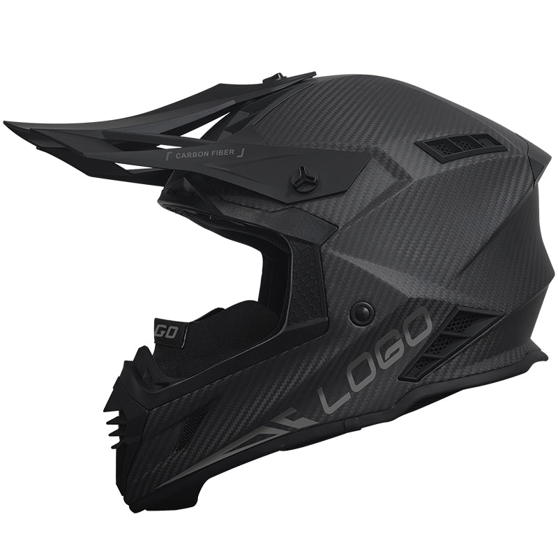 RH855 Ece 22.06 Carbon Fiber Breathable Magnetic Buckle D Ring Matte Black Snowmobile helmet