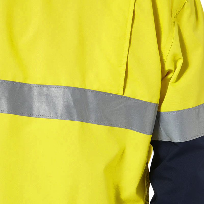 AS/NZS4399:1996 certified, high-visibility pure cotton long-sleeved work shirt.