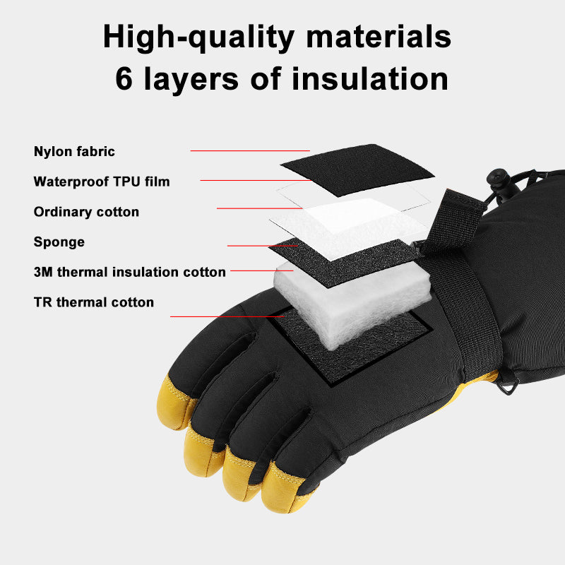 1017 Cowhide leather gloves, warm for winter skiing,suitable for Snow cycling and skiing