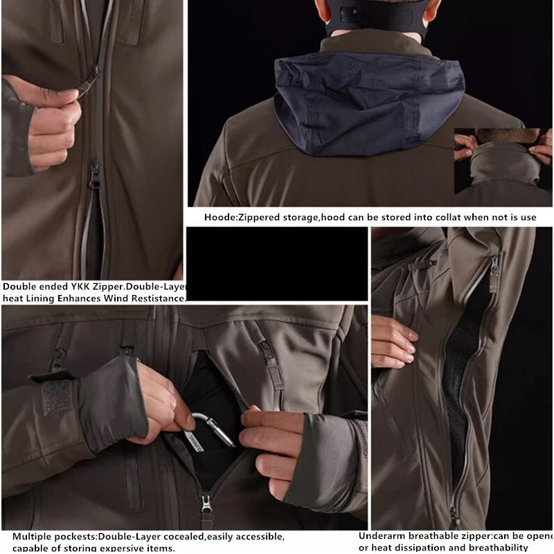 Waterproof Mens Jacket Tactical Softshell Outdoor Climbing Windproof Coat