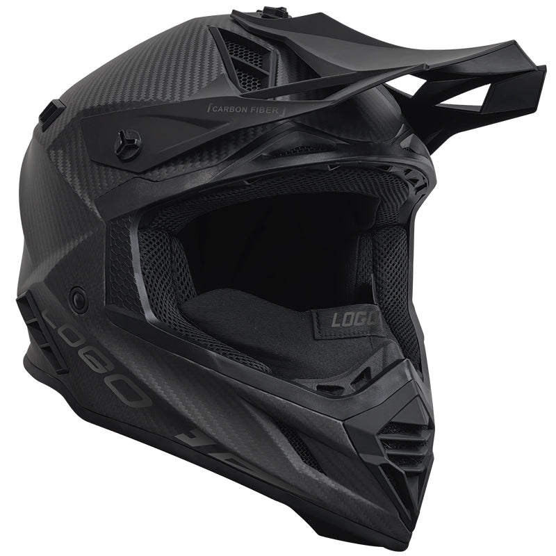 RH855 Ece 22.06 Carbon Fiber Breathable Magnetic Buckle D Ring Matte Black Snowmobile helmet