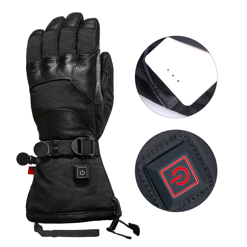 Winter heated gloves, touch-sensitive gloves, waterproof, suitable for skiing and snowmobile riding.