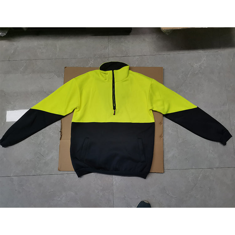 High-visibility 1/4 zippered Arctic fleece work jumpers meet UPF protection standards  according to standard AS/NZS 4399:2017.