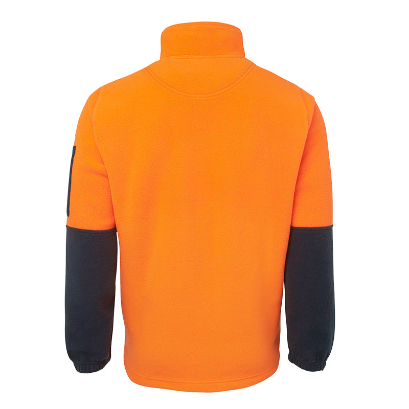High-visibility 1/4 zippered Arctic fleece work jumpers meet UPF protection standards  according to standard AS/NZS 4399:2017.